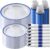 Goodluck 350 Piece Dark Blue Plastic Dinnerware Set for Party, Clear Disposable Plates for 50 Guests, Includes 100Plates, 50 Pre Rolled Napkins with Cutlery Set, 50 Cups, for Graduation, Birthday