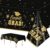2 Pack Graduation Tablecloth – Congrats Grad Table Cloths, Plastic Disposable Rectangle Black Gold Class of 2026 Table Cover for Graduation Tables Decorations Party Decor Supplies Favors,108 x 54 Inch