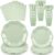 NatNarr 175 Pcs Sage Green Plates and Napkins Set, 25 Guest Sage Green Party Supplies Include Scalloped Paper Plate Napkin Cup Plastic Forks Knives Disposable Cutlery for Wedding Baby Shower Birthday