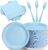 Light Blue Party Plates and Napkins, Include 7’’ Disposable Baby Blue Paper Dessert Plate Napkins Forks Party Supplies for Birthday, Baby Shower, Wedding, Picnics Party Decorations for Serves 50