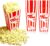15 Movie Night Popcorn Paper Boxes Buckets 7.75 Inches Tall Large & Holds 46 Oz Old Fashion Vintage Retro Party Design Red & White Colored Nostalgic Carnival Stripes Bags & Tubs various qty avail