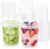 50 Sets Clear Plastic Drink Buckets 24 oz PP Pails with Lids Straws and Handles Disposable Cups for Ice Cream Outdoor Holiday Travel Beach Birthday Pool Party Supplies