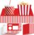 48Pcs Movie Night Supplies 24 Movie Night Snack Trays with 24 Popcorn Bags Theater Snack Boxes Cinema Theme Party Paper Food Trays Red and White Striped Food Boats for Family Kids Birthday Party