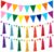 Jansun 4 Pack 26.3 Feet Rainbow Tassel Pom Pom Garland Decorations Felt Bunting Garland Banner Hanging Supplies for Back to School Decor Nursery Wall School Classroom Christmas Tree Birthday Party