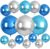 15 Pcs Blue and Silver Round Foil Balloons, 22/15/10 Inch 4D Ball Balloons Blue Silver Ball Balloon for Birthday Wedding Anniversary Baby Shower Party Graduation Decorations
