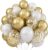 Balloons White and Gold, 60 Packs 12 Inch Metallic Gold Balloons Pearl White Latex Balloon Gold Confetti Balloon for Birthday Parties, Weddings, Anniversaries, Baby Shower Party Decorations