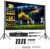 AAJK 150in Outdoor Projector Screen with Stand, Portable 16:9 4K HD Indoor Outdoor Projection Screen with Wrinkle-Free Design, Ideal for Home Theater and Backyard Cinema – Includes Carry Bag