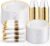 WELLIFE 350-Piece Gold Disposable Plates and Cutlery Set – Premium 10.25″ Dinner Plates, 7.5″ Dessert Plates, 9oz Cups & Cutlery for Weddings, Catering Events – 50 Guest Service – Elegant & Sturdy