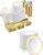 BESTVIP Gold Dinnerware Set for 100 Guests, Plastic Dinnerware Set for Party, Include: 100 Gold Dinner Plates, 100 Bowls, 100 Dessert Plates, 100 Plastic Silverware Set, 100 Cups, 100 Paper Napkins
