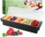 WICHEMI Fruit, Veggie & Condiment Caddy with Lid Dispenser Tray Plastic Garnish Station for Bartending & Serving Taco, Ice Cream, Salad Bar – Topping Organizer for Restaurant Supplies (5 Compartment)