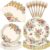 96 Pieces Vintage Floral Tableware Set – Disposable Paper Plates, Napkins, and Forks for Tea Parties, Bridal Showers, Weddings, Birthdays, Mother’s Day, and Garden Celebrations – Serves 24 Guests