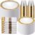WELLIFE 50 Guests Dinnerware Sets, Gold Plastic Plates，Platos Para Fiestas Elegantes Desechables Include:50 Dinner Plates, 50 Dessert Plate, 150 Pcs Gold Plastic Silverware, 50 Cups for Party