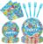 96 Pieces Pool Party Plates and Napkins Tableware Set, Summer Swimming Pool Disposable Dinnerware with Paper Plates, Napkins, Forks for Summer Beach Theme Hawaiian Holiday Party Supplies- Serves 24
