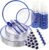 350pcs Plastic Plates for Party Clear & Blue | Disposable Plastic Dinnerware Set for 50 Guests Include 100 Plastic Plates,50 Cups & 50 Pre Rolled Napkins with Cutlery Set