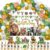 Jungle Safari Birthday Party Decorations, 127 Pcs Zoo Safari Animal Theme Party Supplies for Baby – Backdrop, Banner, Cake, Cupcake Toppers, Palm Leaves