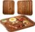 4 pcs Acacia Wood Steak Plates,Carnivore Cutting Board for Eating, Carved Meat Wooden Plate, Food Serving Tray,Cheese Charcuterie Boards with Deep Grooves & Hidden Handles