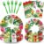 100 Pcs Tropical Luau Party Supplies Set, Serves 25 – Disposable Hibiscus Floral Paper Plates, Napkins, and Forks, Hawaiian Themed Tableware for Summer BBQ, Pool and Beach Aloha Birthday Decorations
