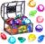 Diving Gem Pool Toy 10PCS DISHIO Big Colorful Diamond Diving Toy with Treasure Box Chest Pirate Pool Toys for Kids Toddlers Underwater Sinking Dive Gemstone for Swimming Bath Birthday Party Decoration