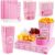 48 Pcs Movie Night Party Supplies Include 12 Paper Snack Trays 12 Popcorn Buckets 12 Snack Boxes 12 Food Bowls, Disposable Cinema Theater Accessories for Family Outdoor Party Birthday (Pink)