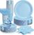 Light Blue Paper Plates and Napkins Party Supplies, Include 9’’Disposable Blue Plate, 7’’Dessert Plates Cups Napkins Forks for Baby Shower, Wedding, Birthday Decorations, Serves 25