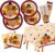 Gatherfun Turkey Thanksgiving Party Supplies Kit, Autumn Disposable Dinnerware Includes, Paper Dinner Plates, Dessert Plates, Napkins, Cups, and Tablecloth, for Fall party Decorations, Serve 25