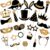 Zonon 24 Pcs Funny Photo Booth Props Birthday Wedding Family Class Reunion Prom Disco Party Celebration Decoration Supplies Mix of Hats, Lipstick, Tie(Golden)