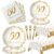 APOWBLS 50th Anniversary Decorations And Supplies Tableware – Golden 50th Wedding Anniversary Decorations Party Supplies, Paper Plate, Napkin, Tablecloth, Fork | Serves 24