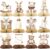12 Pcs Neutral Baby Shower Decorations – Vintage Boho Baby Shower Centerpieces for Tables – Neutral Honeycomb Table Decor with Baby Essentials Teddy Bear Elephant for Baby Shower 1st Birthday