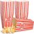 Xinnun 100 Pcs Popcorn Boxes 32 oz Classic Stripe Paper Popcorn Buckets Bulk Disposable Oil Proof Container Vintage Retro Open Top Holders for Movie Night Supply Theater Carnival Party(Red)