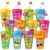 Potchen 12 Set Summer Party Decoration Cups with Silly Straws and Lids, 16oz Pool Beach Reusable Drinking Cups Colorful Plastic Tumblers for Hawaiian Tropical Luau Birthday Party Gifts (Classic Style)