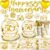 cocomigo 162pc 50th Anniversary Decorations – Tableware Set with Plates, Napkins, Banner, Tablecloth, Balloons – Serves 25