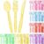 Lasnten 180 Pieces Glitter Plastic Silverware Set Red Green Colorful Disposable Clear Plastic Cutlery Flatware for Party 60 Knives 60 Spoons 60 Fork for Party Birthday Supplies(Multicolor)