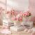 3 Pack Rattan Baby Carriage Floral Arrangement with Bouquet Pink Baby Shower Table Centerpiece Stroller for Guests Gender Reveal Wedding Party Favor Gift and Souvenir