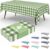 misaya 4 Packs Buffalo Disposable Table Cloth, 54 x 108 Inch Waterproof Plastic Tablecloth, Rectangle Sage Green and White Checkered Table Covers for Picnic, Birthday, Party, Back to School