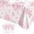 3 Pcs Pink Floral Plastic Tablecloths, 54 X 108Inch Tea Party Tablecloth Disposable Wedding Table Cloth Pink and White Porcelain Tables Decor for Garden Wedding Tea Party Birthday Baby Bridal Shower