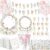 LINHAXM 175 PCS Spring Wildflower Party Decorations include Plates, Cups, Napkins, Cutlery, Cake Toppers, Banner, Tablecloth, Balloons for Floral Baby Shower Birthday Decorations, Serves 20
