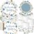 Pickmesh 250 Pcs Blue Floral Baby Shower Party Supplies Decorations Serve 50 Wildflower Welcome Baby Disposable Paper Plates Napkins and Cups for Birthday Babies Boy Shower Gender Reveal Party Decor