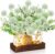 Suncalla 3 Pcs Green Centerpiece for Tables Green Artificial Chrysanthemum Ball Flowers Mason Jar Table Decor with Eucalyptus Wood Tray and LED for Dining Kitchen Coffee Office Coffee Wedding
