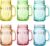 Amzcku Vintage Colored Drinking Glass Mason Jar 16 OZ with Comfortable Handle for Party Beverages 6 pcs