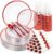 350pcs Plastic Plates for Party Clear & Red | Disposable Plastic Dinnerware Set for 50 Guests Include 100 Plastic Plates,50 Cups & 50 Pre Rolled Napkins with Cutlery Set
