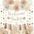 Amandir Baby Shower Decorations Neutral Beige Balloons Welcome Baby Banner, Cake Topper, Paper Lanterns, Pom Poms Flowers Tassels, Circle Dots Star Garland, Gender Reveal Boho Birthday Party Supplies