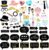 Kotbs 52pcs Wedding Photo Booth Props for Bridal Shower & Engagement Party | Gold, pink, teal and silver themed props including mustaches, lips, glasses, speech bubbles and romantic signs
