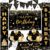 Black and Gold Birthday Decorations for Men Women | Black and Gold Party Decorations with Backdrop, Tablecloth, Confetti Balloons, Banner, Balloon Arch Kit for Birthday Party