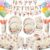 BORAMDO 206 PCS Wildflower Birthday Party Decoration,Spring Floral Baby Shower Decor with Plates Napkins Cups Cutlery Tablecloths Cake Toppers Banner Balloons for Flower Garden Party Supplies(Vintage)